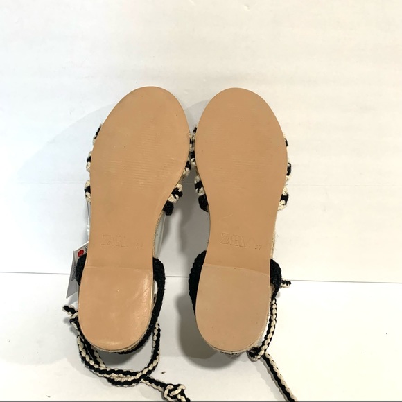 NWT Zara Rope Jute Flat Wrap Espadrille Sandal - Picture 7 of 12
